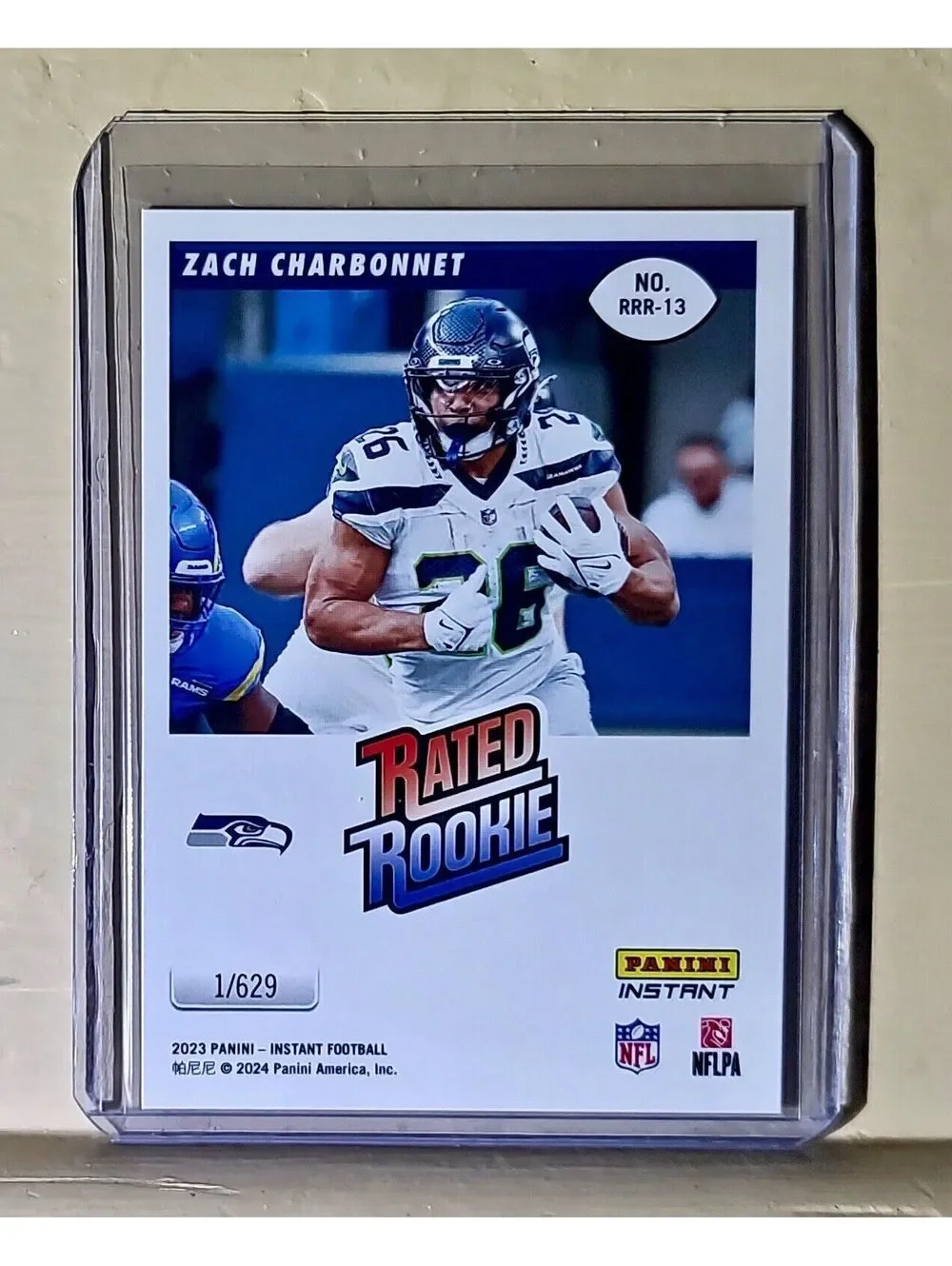 Zach Charbonnet 2023 Panini NFL Rated Rookie Retro #13 Card Seahawks 1/629